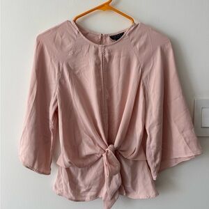 Topshop Blush Pink Tie-Front Blouse